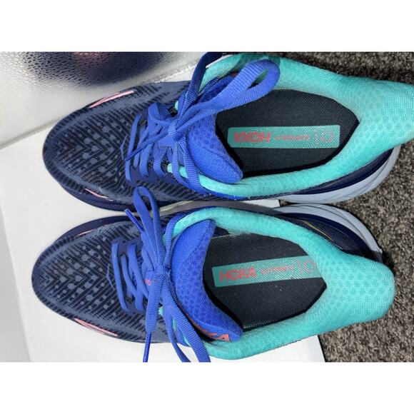 Hoka One One Clifton 9 Size 7.5 Blue Evening Sky Coral Running Athletic Shoes - Picture 8 of 8